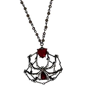 Betsey Johnson Glampire Spider & Web Pendant Necklace